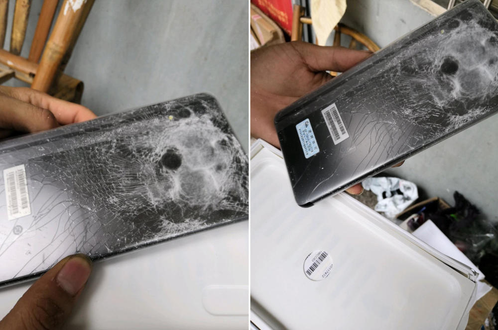 华为荣耀Note10首碎 这画面看着让人很心疼