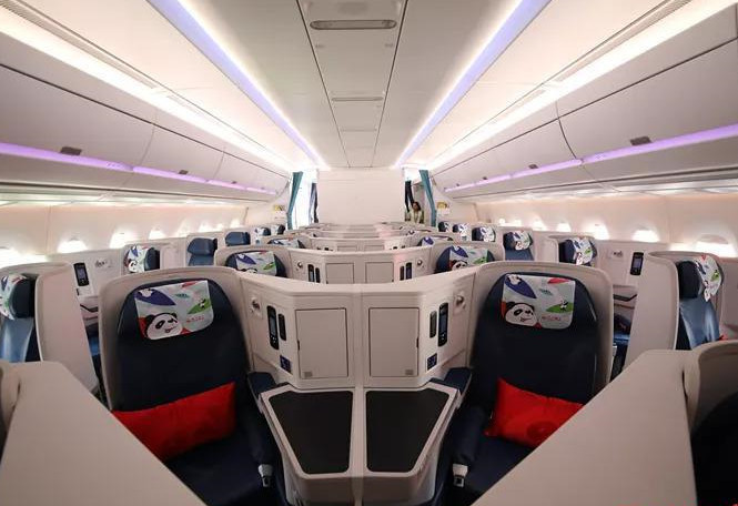 川航a350飞机首秀深圳 "熊猫彩绘"惊艳深圳机场