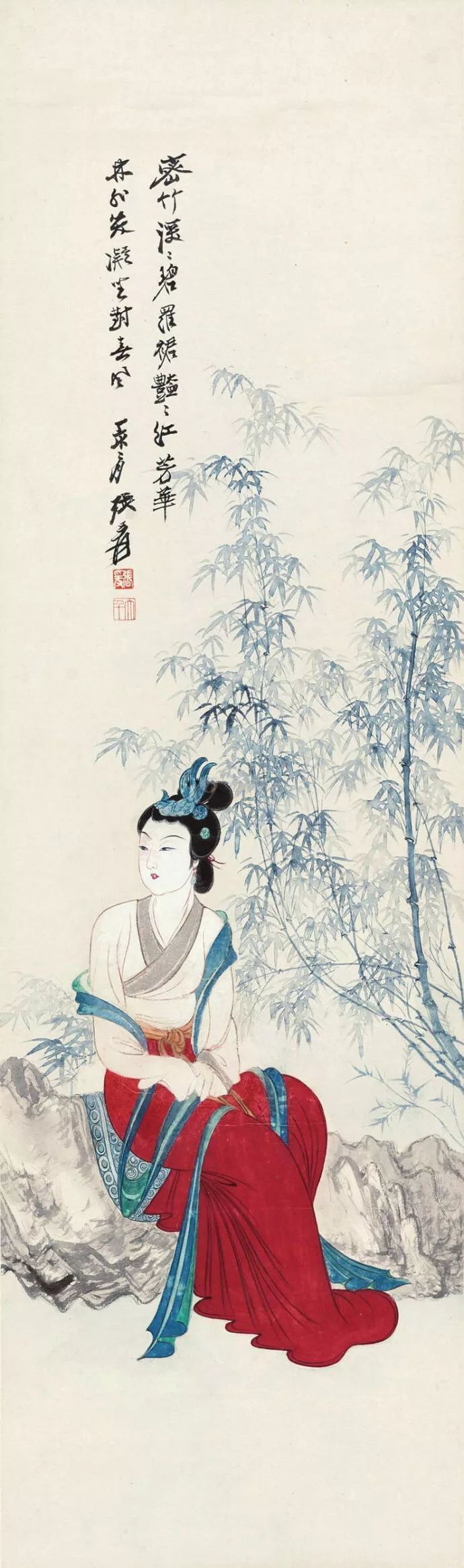 张大千仕女画,眉目传情画中人
