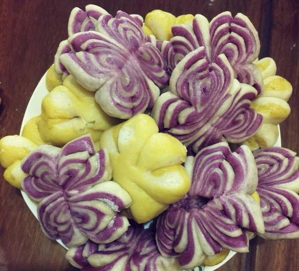 紫米双色花卷,美味又好吃香喷喷的大花卷相信你一定喜欢