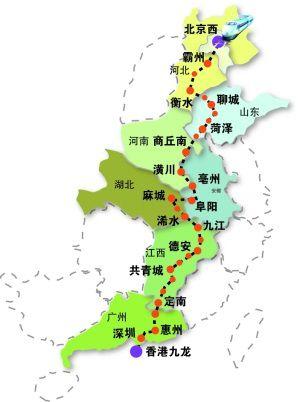 北京到香港高铁将过河源惠州
