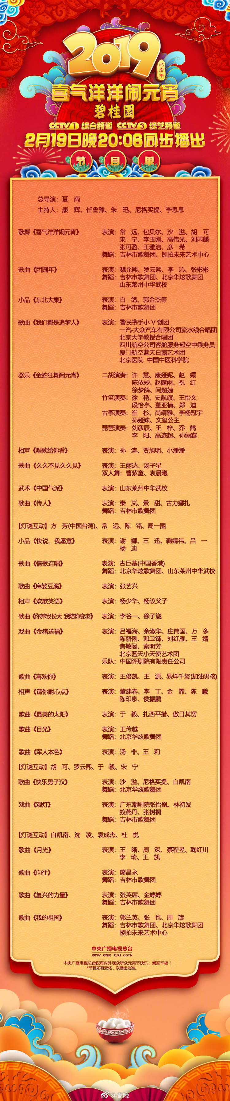 央视元宵晚会节目单曝光!春晚没看够的他们元宵夜再相见!