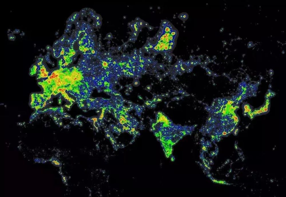 2016年亚欧大陆光污染地图