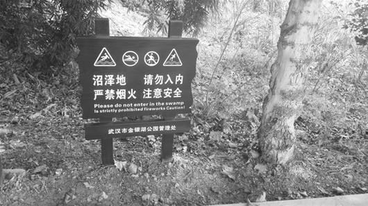 湖北公园指示牌现 神翻译 英语 金银湖