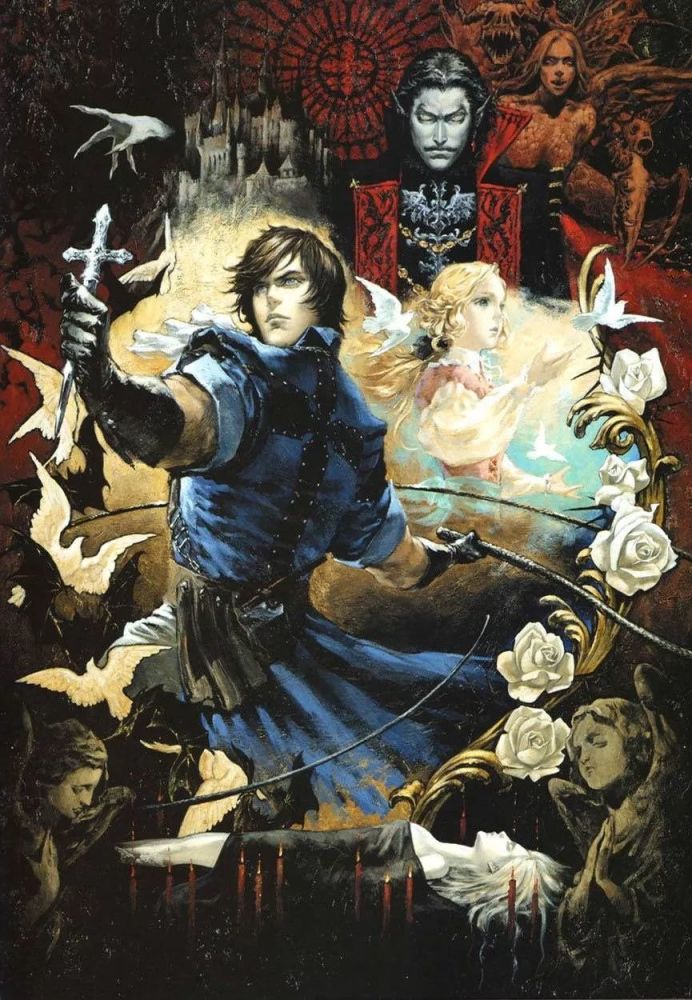 文章最后,附上《恶魔城》系列画师,小岛文美女士的游戏插画.