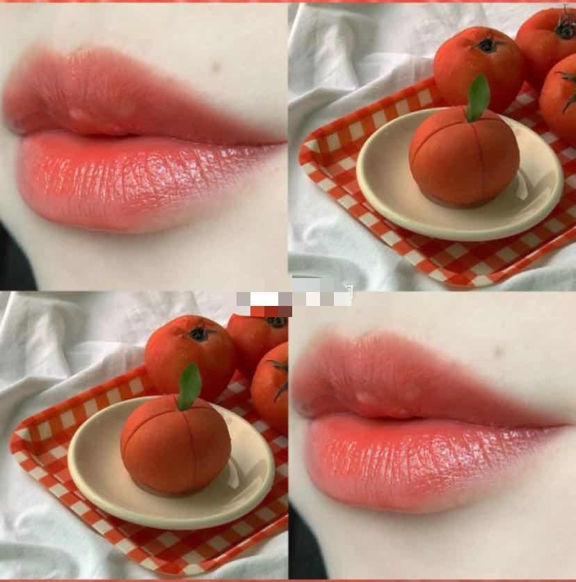 所有会有一些沾杯,显色度饱和度非常高,是那种水润透亮的西柚色,颜色