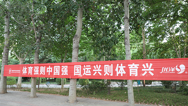 校园中随处可见赛事标语和横幅 为比赛营造出了浓厚氛围
