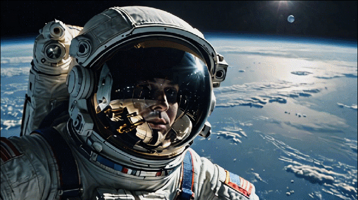 machine则大翻车,完全把"宇航员"给丢在了脑后,绘制了一幅宇宙场景