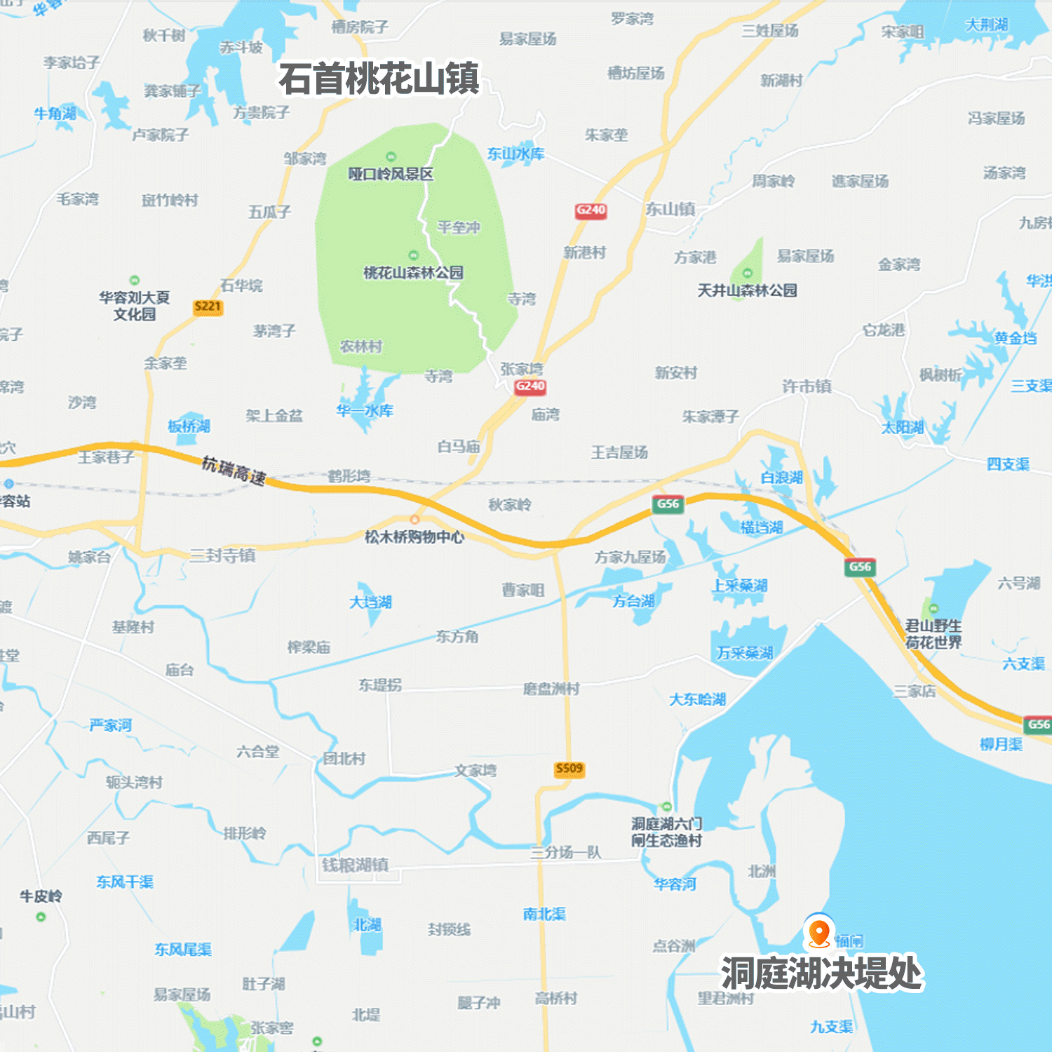 决堤处距离石首桃花山镇直线距离仅27.2公里.