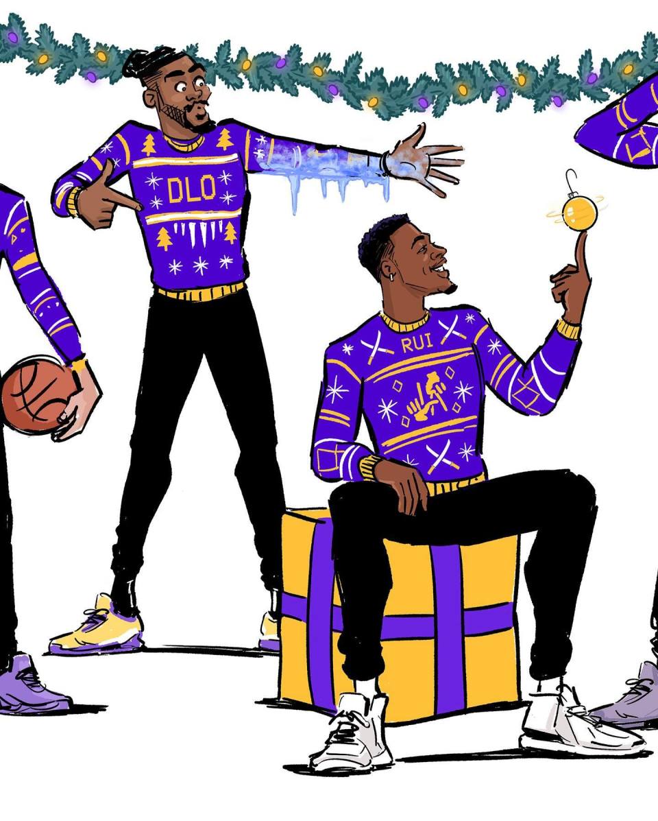 湖人官方晒全队圣诞卡通形象祝球迷们节日快乐