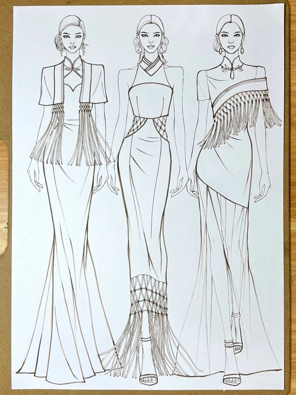 手绘效果图 | 民族/国风系列时装效果图,款式图