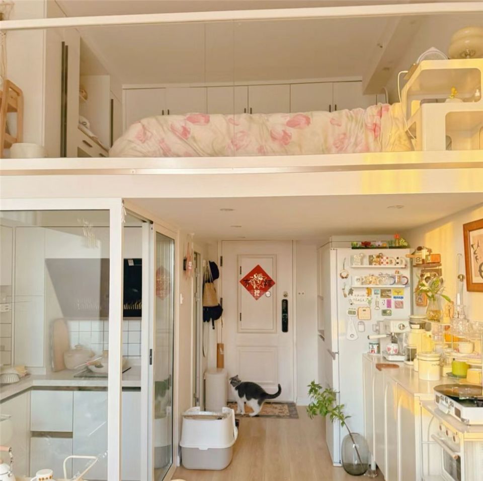 北京姑娘的23㎡loft火了:3米7层高切两层,做出隔层卧室!