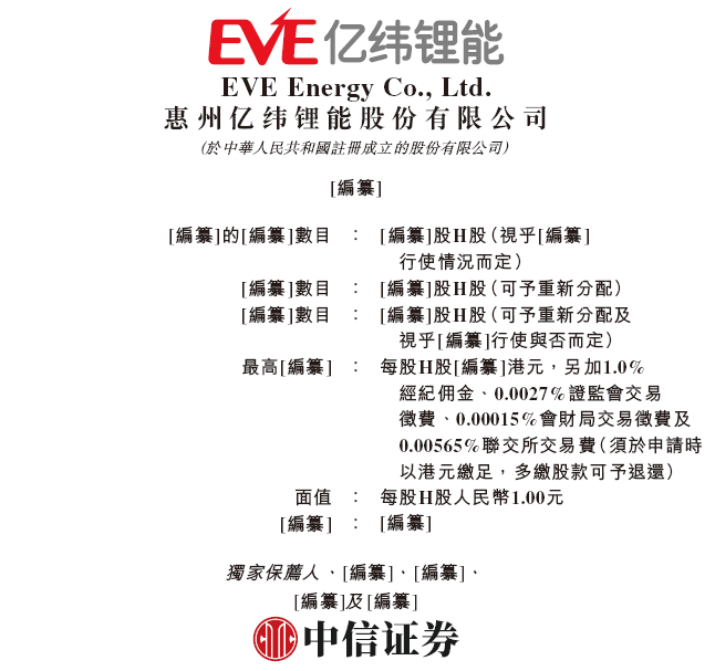 亿纬锂能，递交IPO招股书，拟赴香港上市，中信证券独家保荐 | A股公司香港上市_腾讯新闻