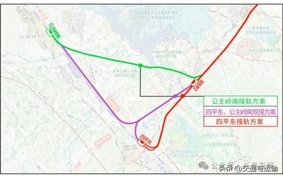 图 6 利用京哈高铁引入长春枢纽线路走向路网布局合理性方面