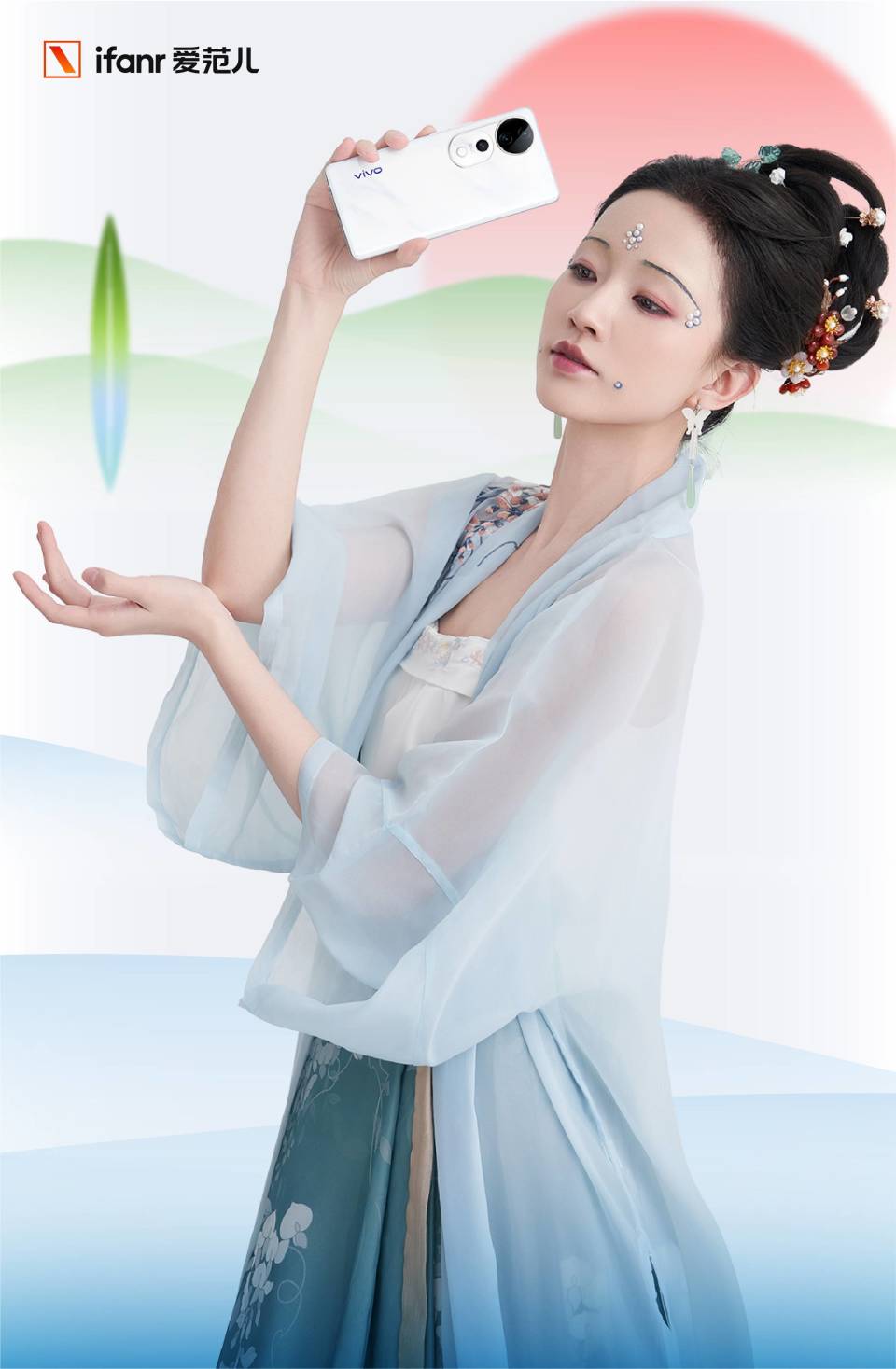 宋vivo s19 的「桃花扇」配色,与大唐风姿相应.