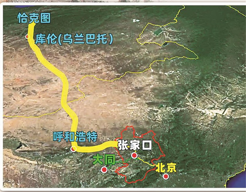 张库大道线路示意图万里茶道路线示意图.