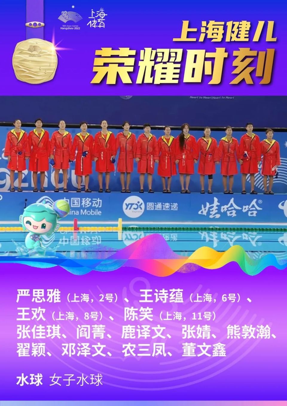 严思雅,王诗蕴,王欢,陈笑与队友携手夺得女子水球冠军_腾讯新闻