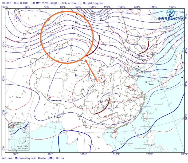 图/中国天气网连日来,受庞大的暖高压脊影响,新疆多地出现高温天气.