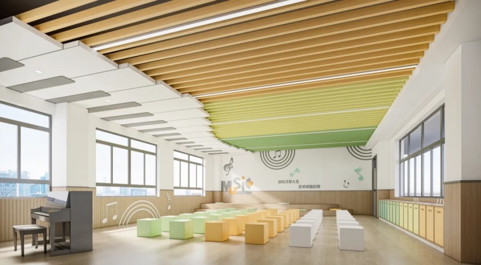 芳草小学北校区新建教学楼内微机室,音乐室等规划效果图.