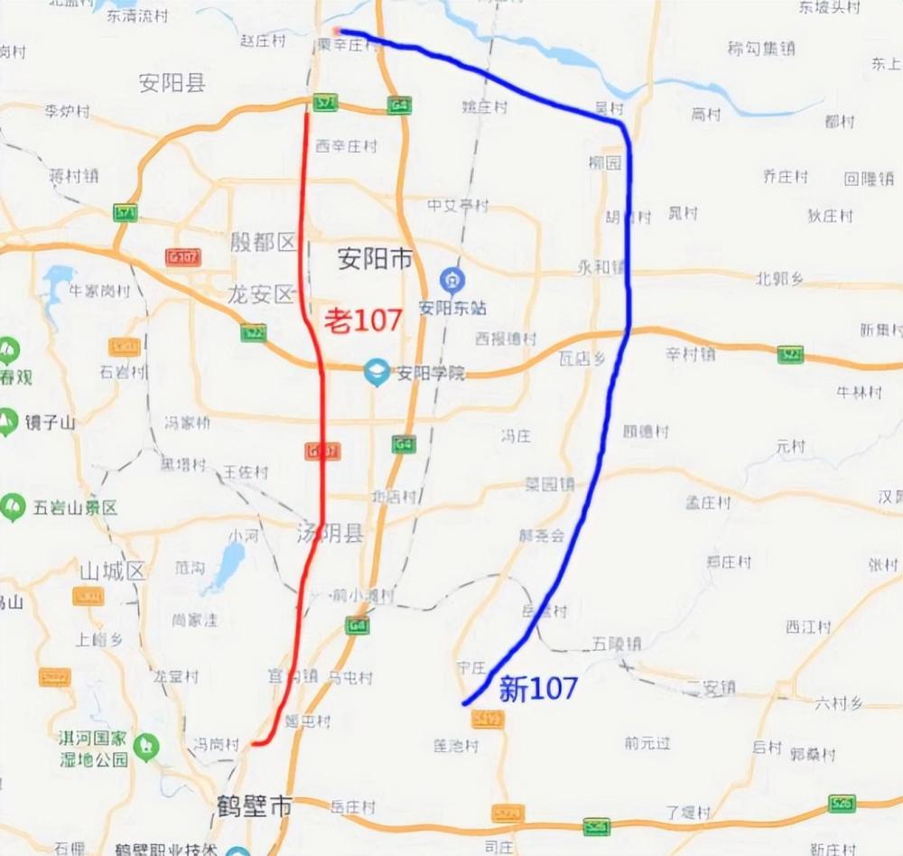 581公里,起于安阳市g107与s301交叉处,终点到达鹤壁和汤阴交界处,具体