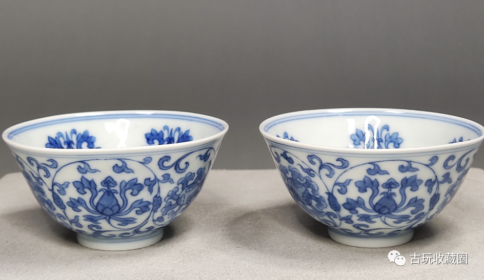 清雍正仿成化青花缠枝花卉纹杯一对-腾讯新闻