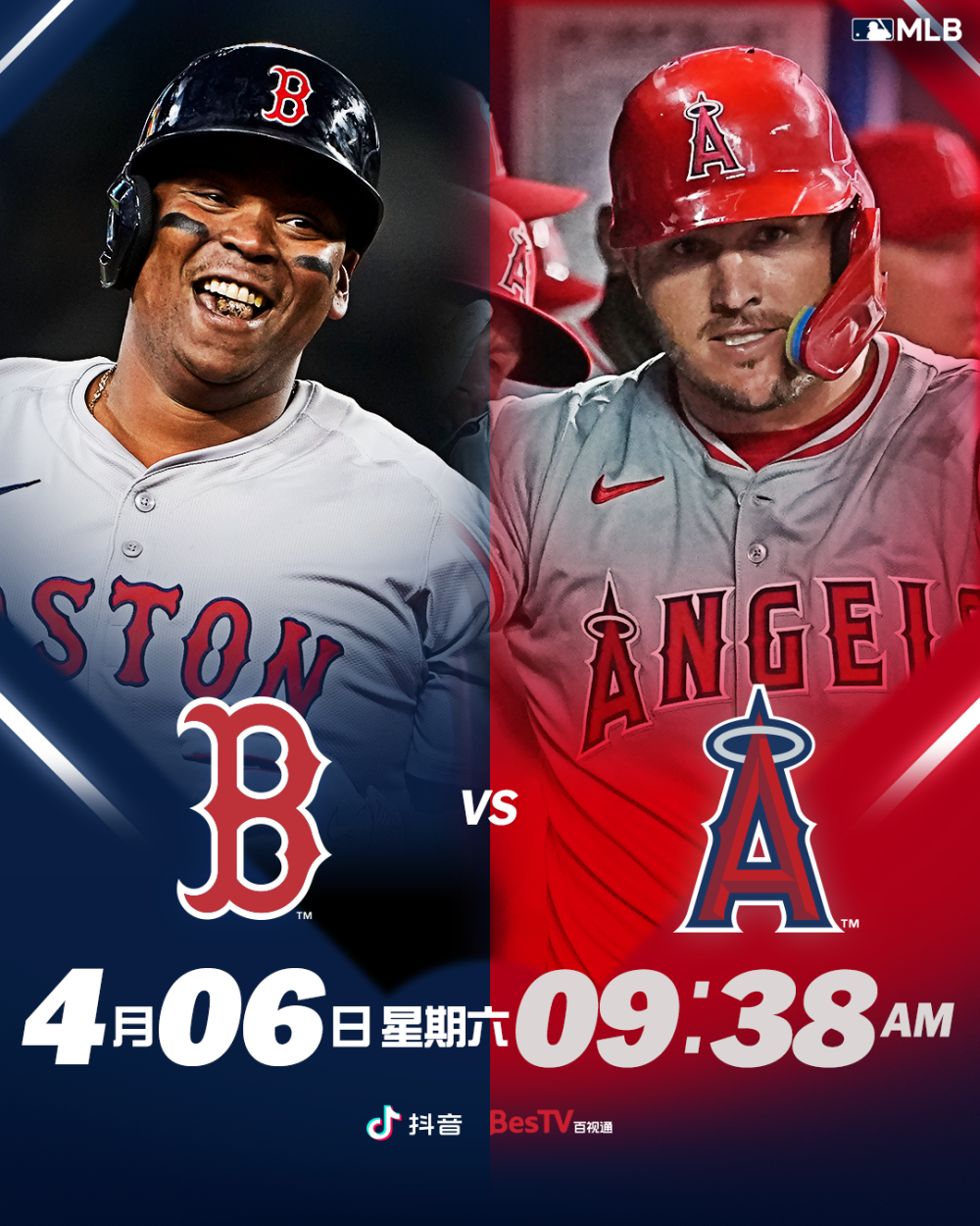 系列赛,对阵近况不错的波士顿红袜,开幕战就开轰的迈克-特劳特(mike