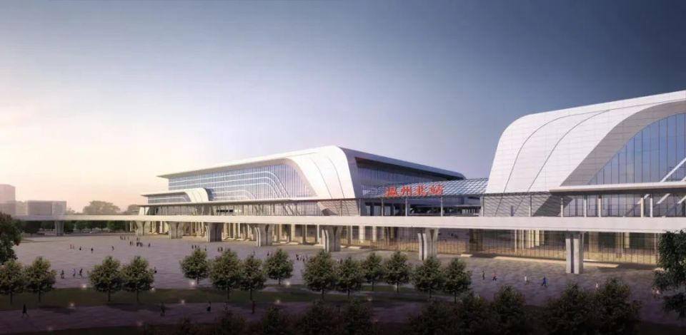 温州北站效果图建成后将成为温州市北部的综合交通枢纽,成为温州融杭