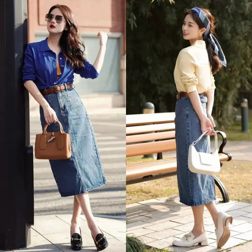 今年阔腿裤不流行了,穿"裙子 平底鞋"更洋气,适合40岁的女人