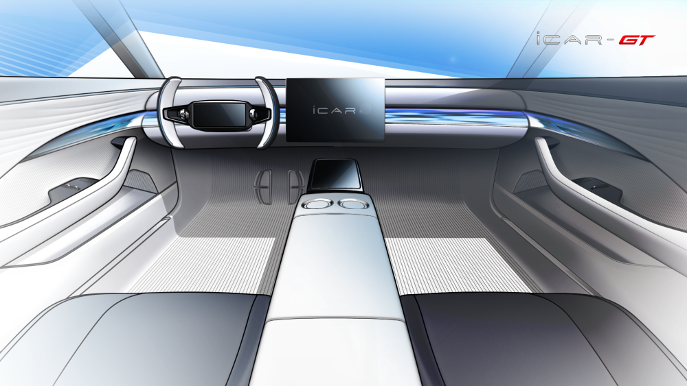 儀表盤鑲嵌於方向盤中央奇瑞icargt內飾設計圖發佈