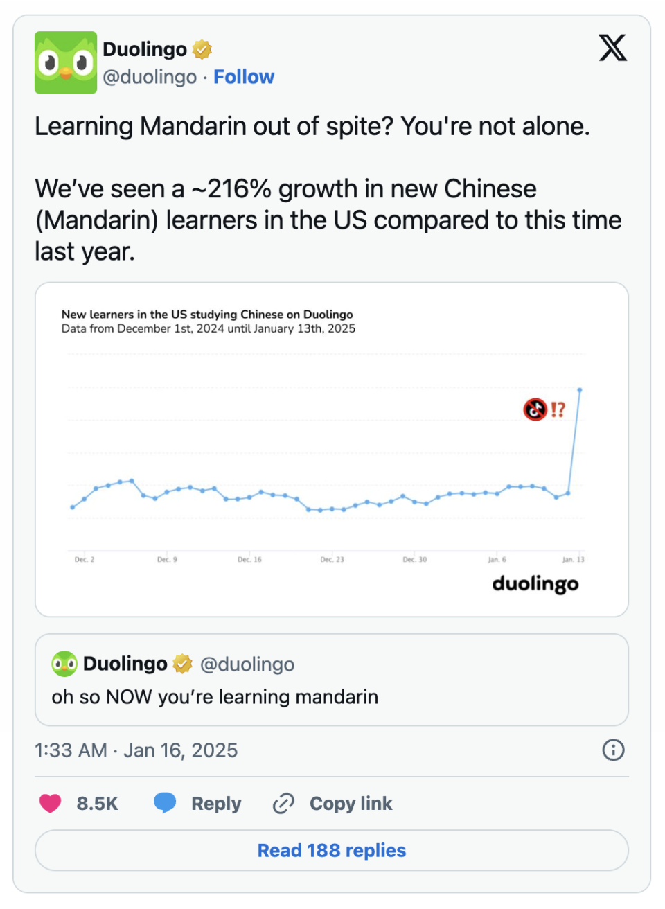 多邻国学中文人数激增！多邻国：为了报复学中文？你并不孤单-腾讯新闻