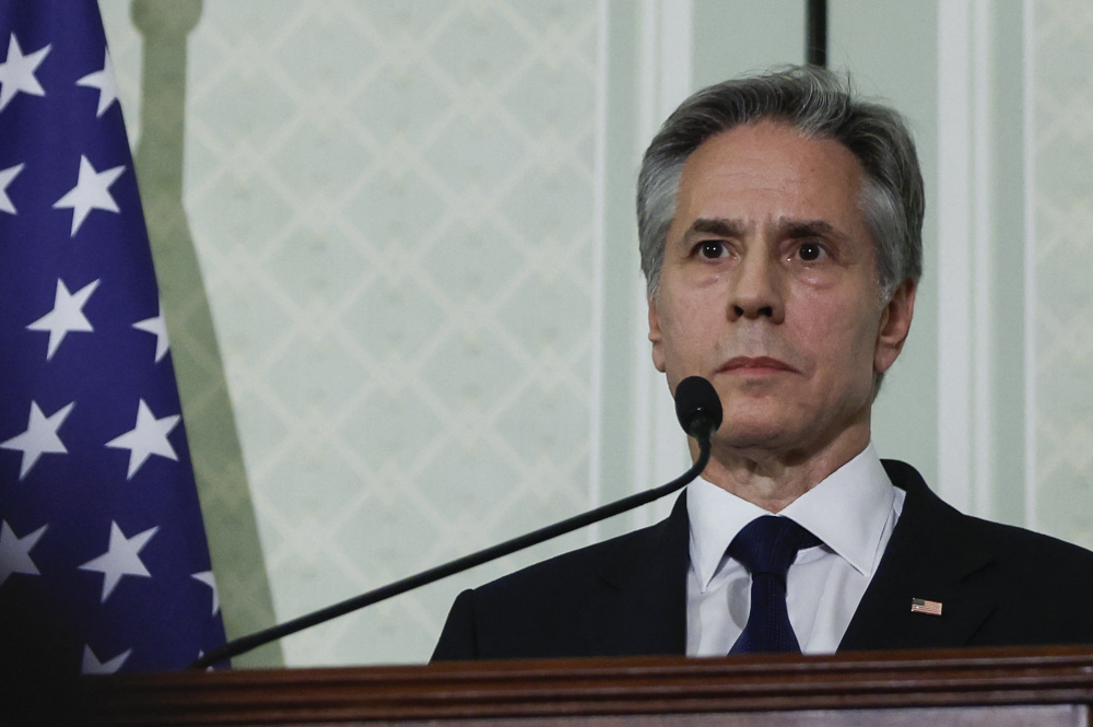 3月21日,在埃及首都开罗,美国国务卿布林肯与埃及外