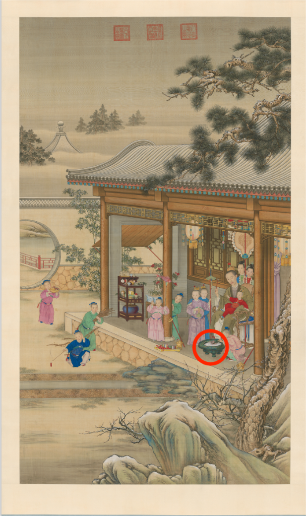 人们可以围拢过去温手暖脚可以放在地面,炕上,桌案上盆里装上木炭确切