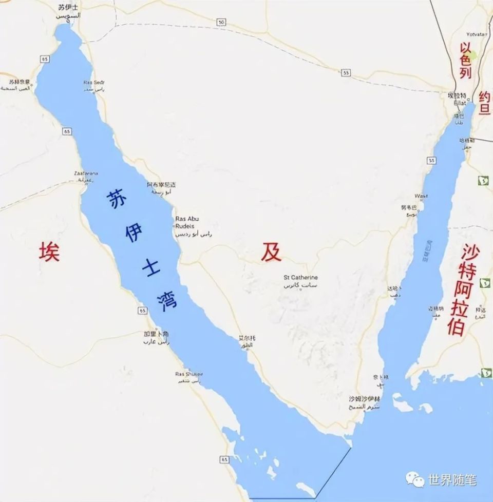 苏伊士运河是世界重要水道,同时也是亚洲和非洲的分界线,位于非洲东北