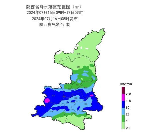 陕西省气象台7月16日10时发布未来24小时灾害性天气预报↓↓↓预计