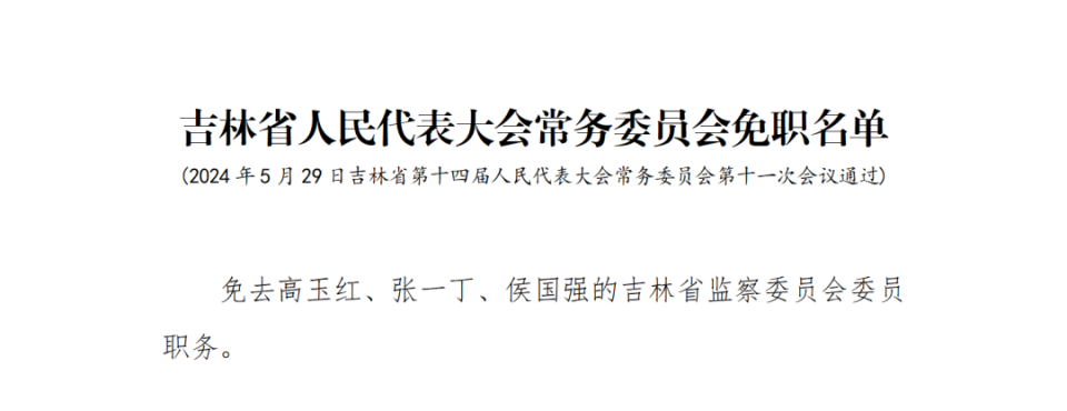 吉林省人大常委会通过的任免名单