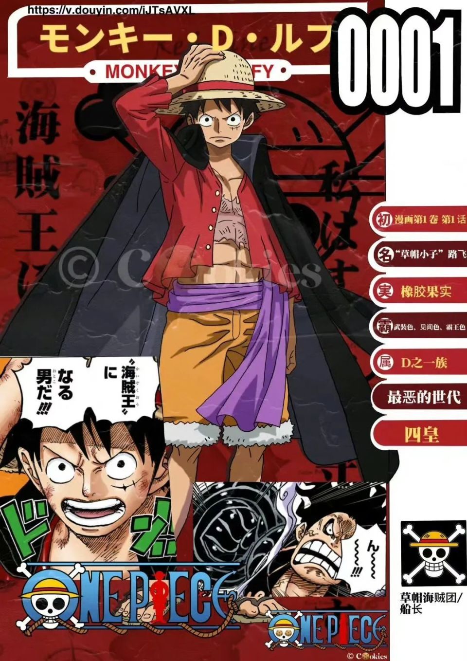 海贼王【草帽团最新生命卡】,索隆增加霸王色,路飞加冕四皇称号_腾讯