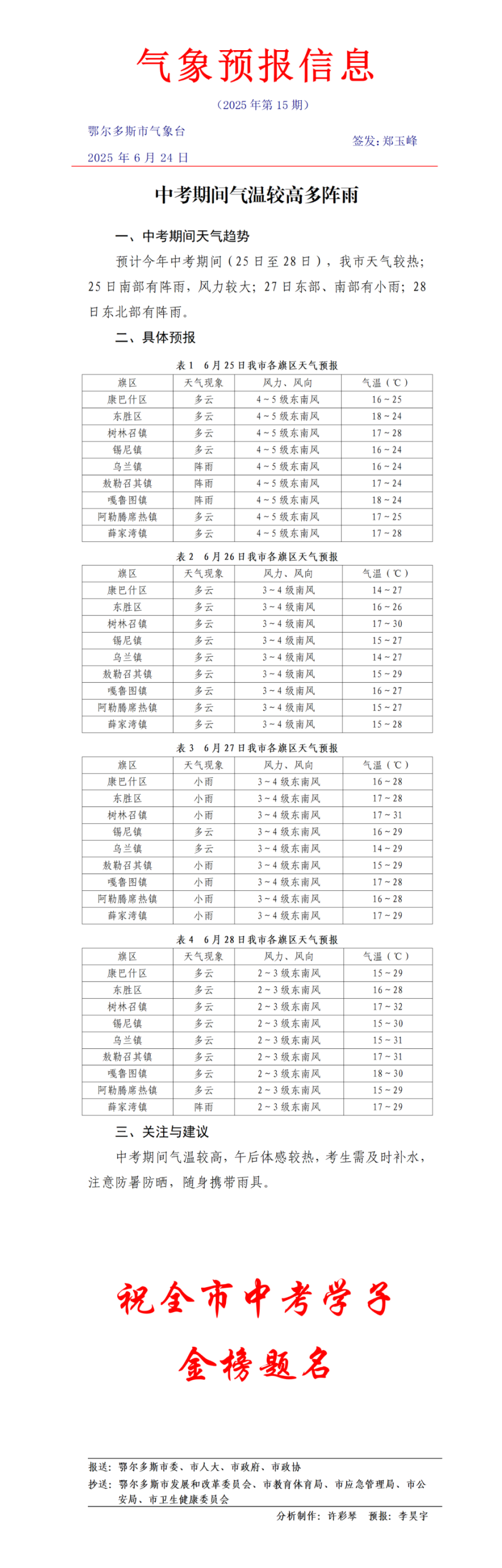 鄂尔多斯天气预报天气大全