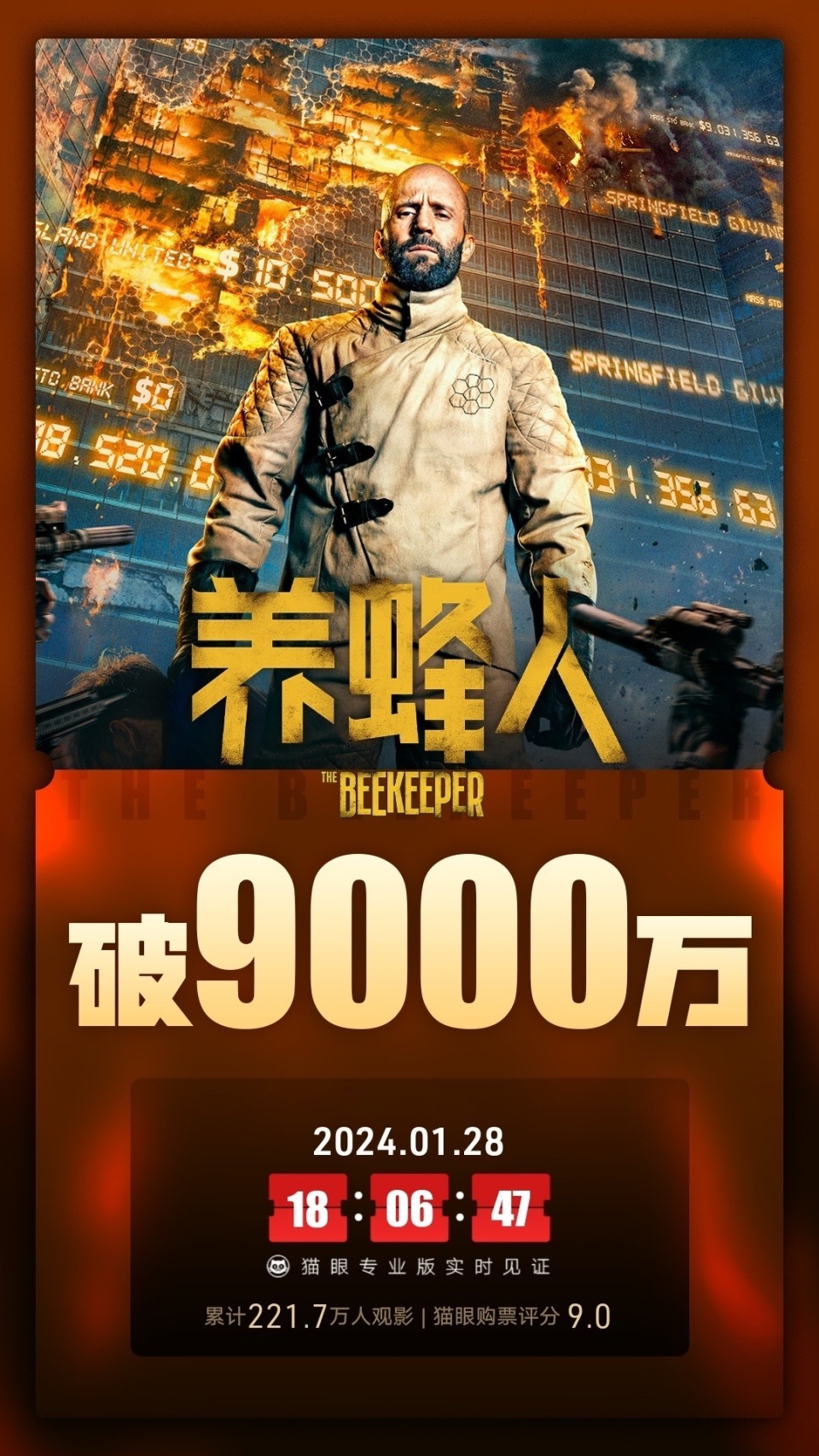 电影养蜂人内地总票房破9000万