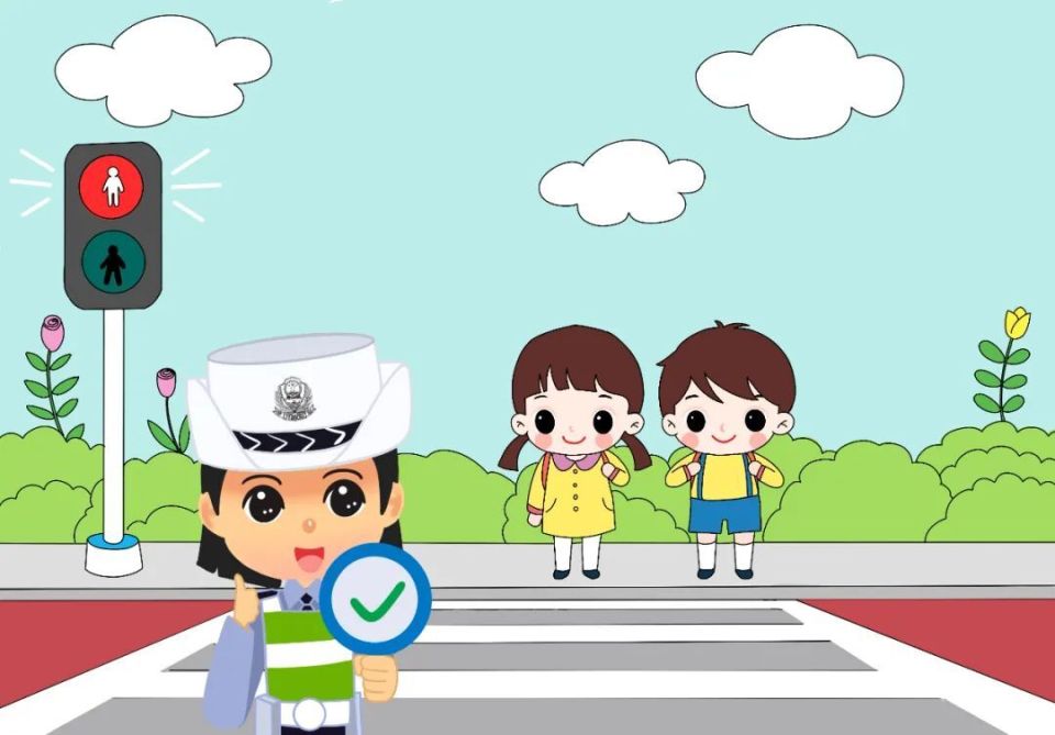 过马路时要看清交通信号灯,自觉做到"红灯停,绿灯行",不要玩手机,更不