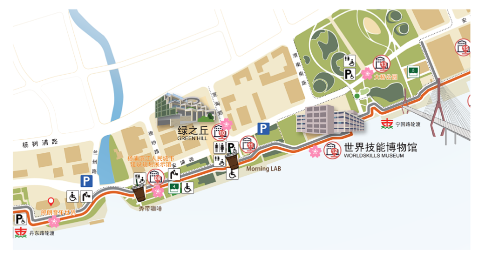 杨浦滨江线路图图片