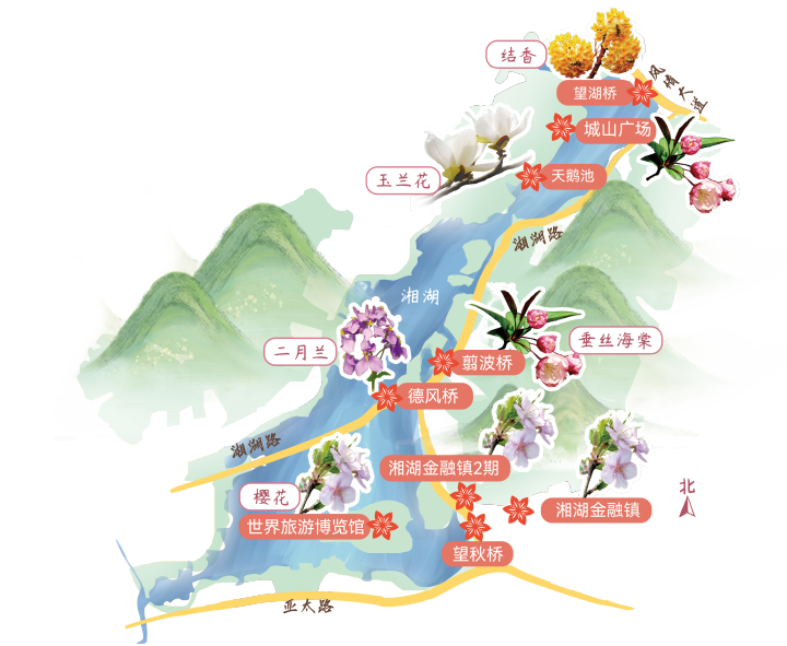 湘湖三月赏花地图来了,带你赏遍湘湖春花