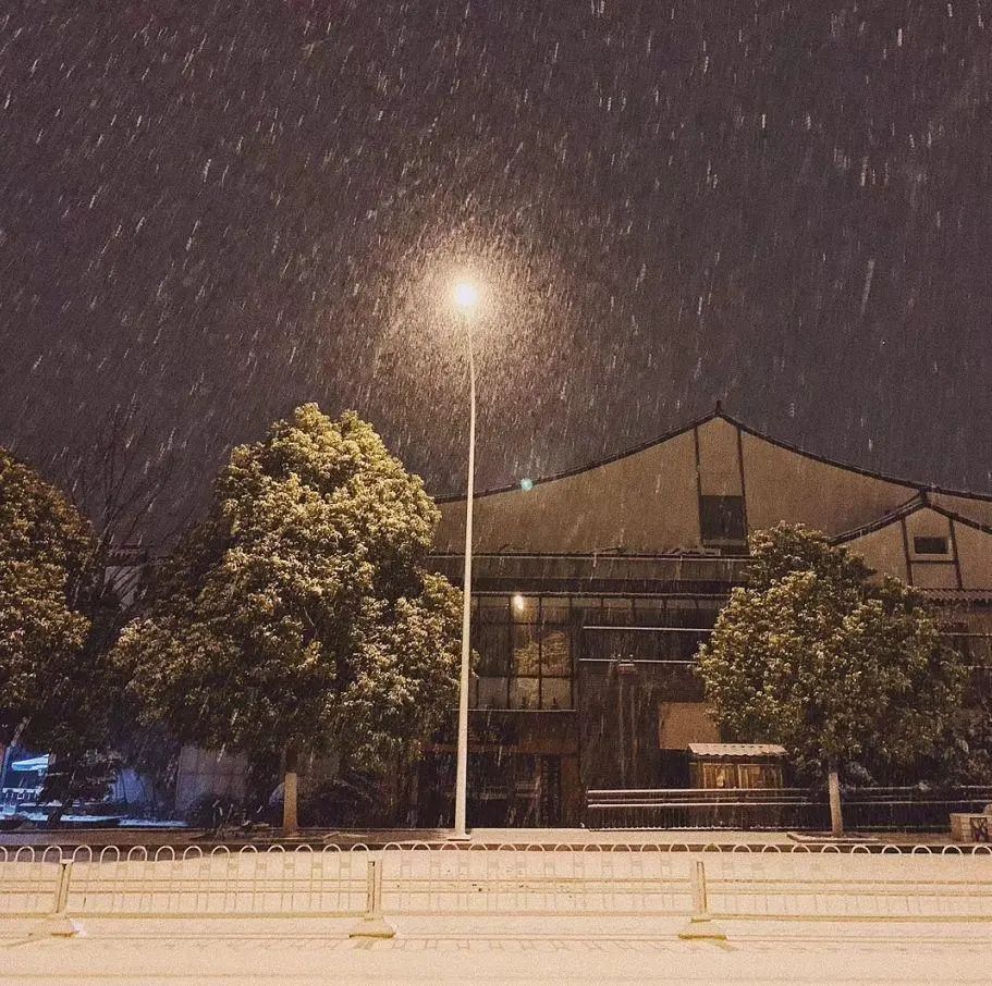 下雪的照片夜晚图片