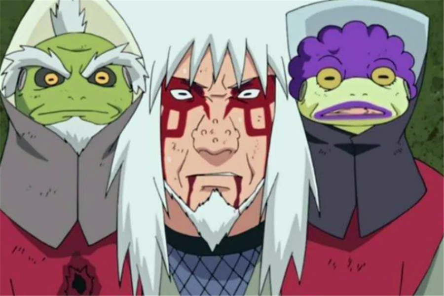 自来也在仙人模式下,让肩头的深作仙人和志麻仙人配合妙木山流传的