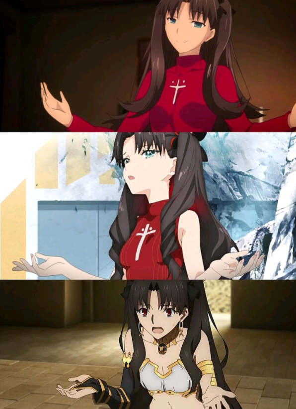fate:远坂凛的专属可爱小动作 不论在哪个故事线都喜欢抱头和摊手