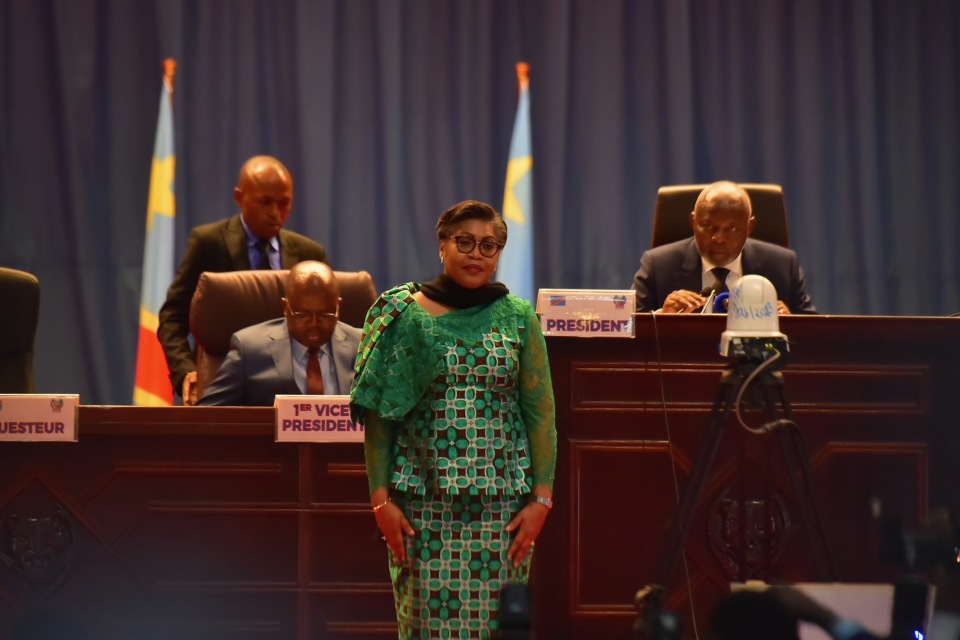 6月11日,在位于刚果(金)首都金沙萨的国民议会,朱迪丝·苏米努瓦·图