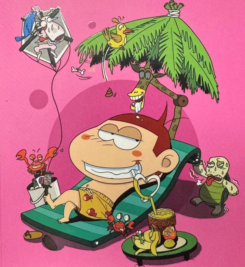 爆笑漫画《阿u校园爆笑王》,免费奶茶,雪极星滑雪体