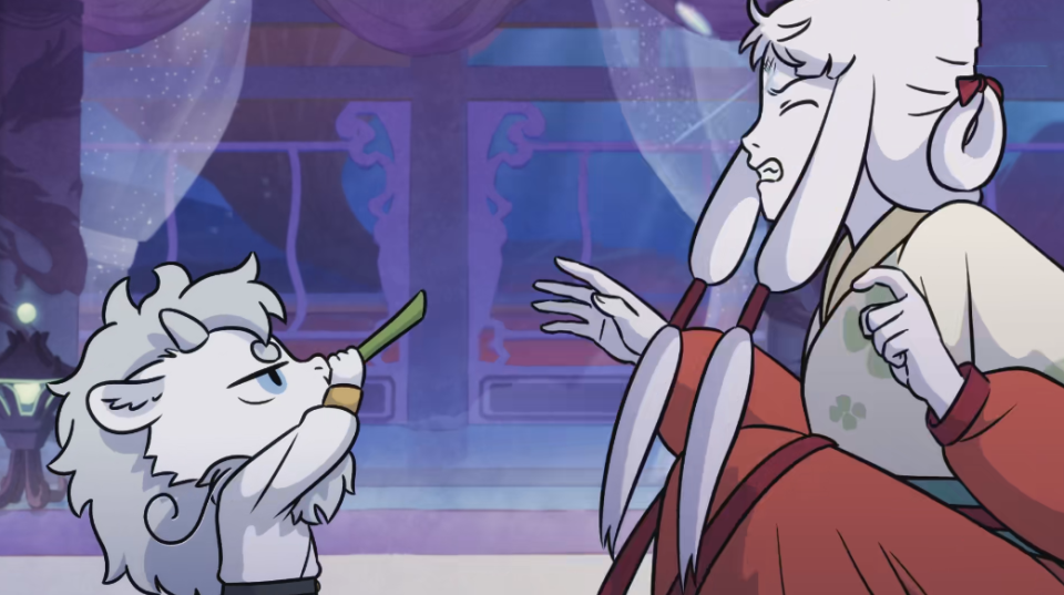 穿着一身橙色长裙,留着两个辫子,宛如大家闺秀,而烈烈身穿天蓝色长袍