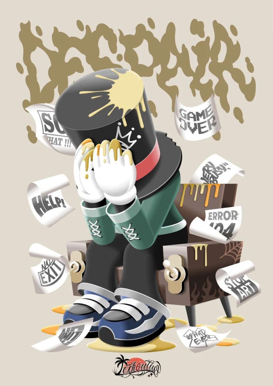 2023180 x 120cm潮流插画空洞的感情|hollow emotionsl:《心绪漩涡