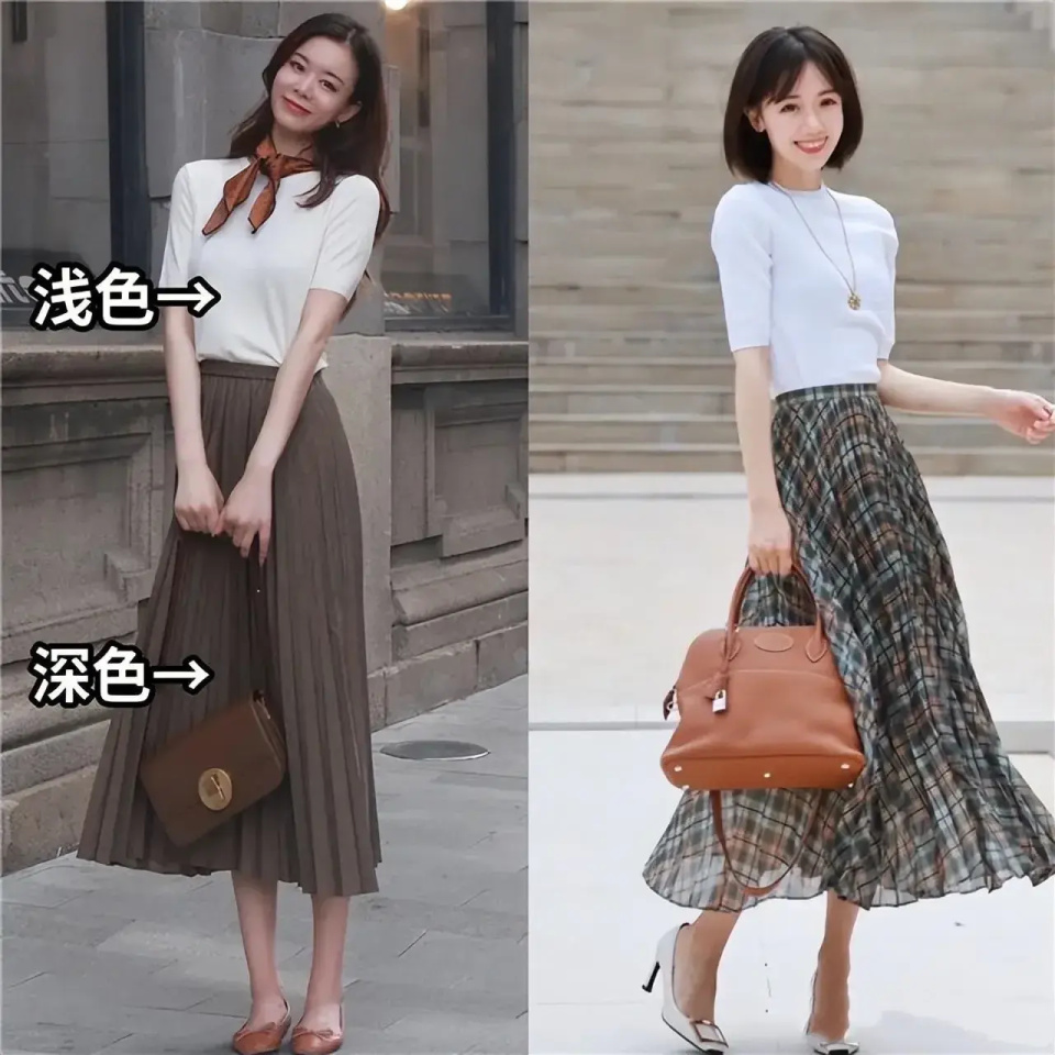 "t恤"搭配裙子还是搭配裤子好?看完对比图就有答案,照穿也美