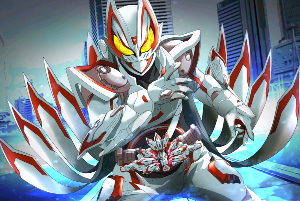 假面骑士极狐剧场版形态全身黑影图单边披风配空我风格的肩甲